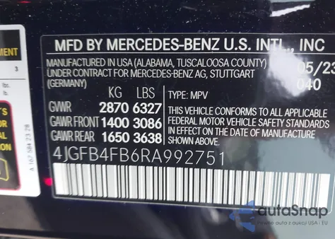 2024 Mercedes-Benz Gle 350 4Matic из США, поврежденный, VIN 4JGFB4FB6RA992751